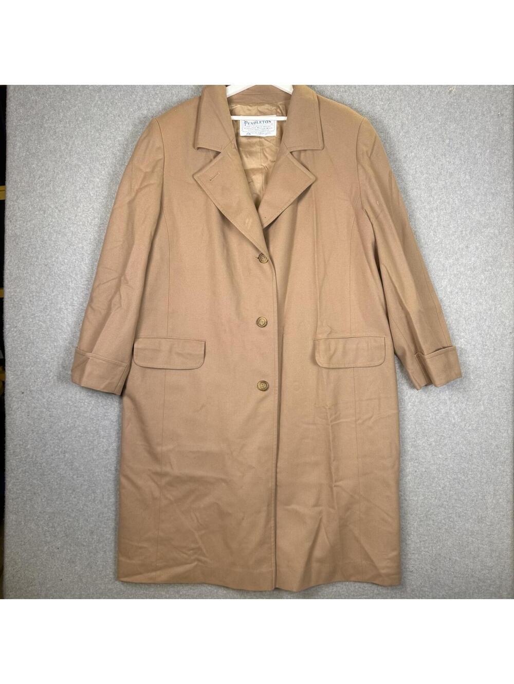Vintage Pendleton Women's Size 20w Plus Tan 100% Virgin Wool Blazer Jacket